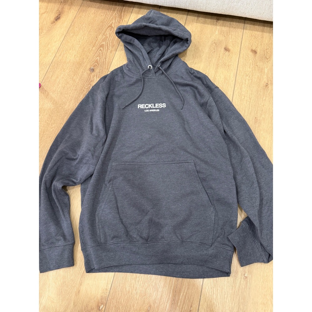 Young & Reckless Los Angeles Mens Hoodie Charcoal Gray Pullover Sweatshirt M